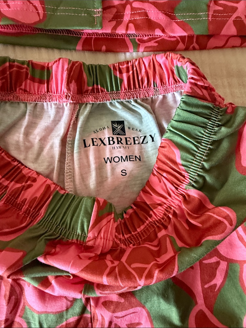 NWOT! Lexbreezy women’s Pua Melia Berry Pink Pajama Shorts Set - Picture 4 of 6